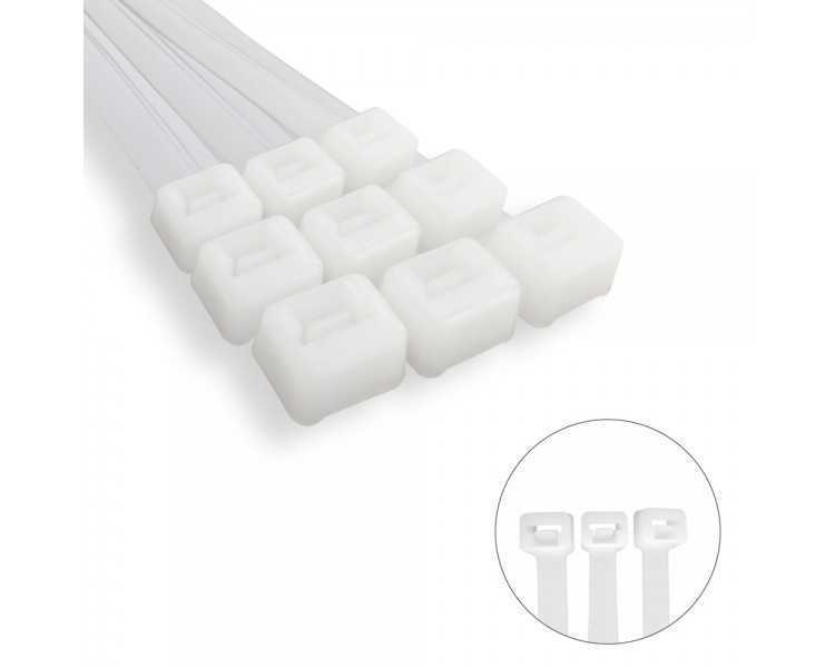 Brida Nylon 100%. Color Blanco / Natural 3,6 x 370 mm. 100 Piezas. Abrazadera Plastico, Organizador Cables, Alta Resistencia