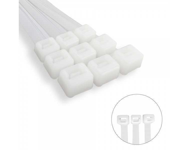 Brida Nylon 100%. Color Blanco / Natural 4,5 x 360 mm. 100 Piezas. Abrazadera Plastico, Organizador Cables, Alta Resistencia