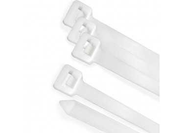 Brida Nylon 100%. Color Blanco / Natural 7,5 x 450 mm. 100 Piezas. Abrazadera Plastico, Organizador Cables, Alta Resistencia