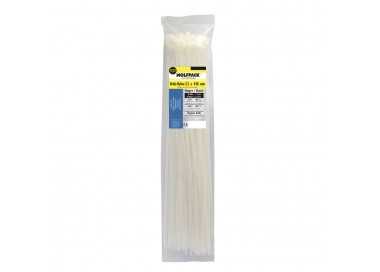 Brida Nylon 100%. Color Blanco / Natural 7,5 x 450 mm. 100 Piezas. Abrazadera Plastico, Organizador Cables, Alta Resistencia