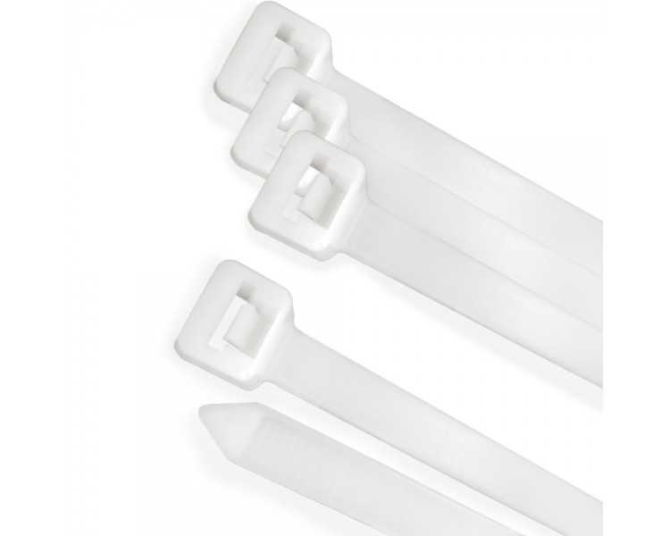 Brida Nylon 100%. Color Blanco / Natural 7,8 x 540 mm. 100 Piezas. Abrazadera Plastico, Organizador Cables, Alta Resistencia