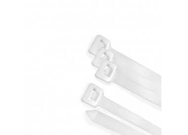 Brida Nylon 100%. Color Blanco / Natural 2,5 x135 mm. 100 Piezas. Abrazadera Plastico, Organizador Cables, Alta Resistencia