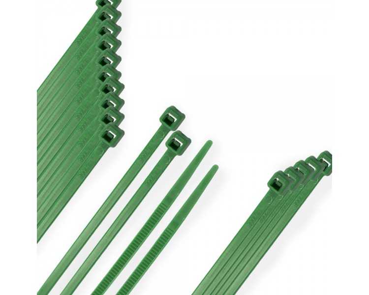 Brida Nylon 100%. Color Verde 4,6 x 300 mm. Bolsa 100 Unidades. Abrazadera Plastico, Organizador Cables, Alta Resistencia