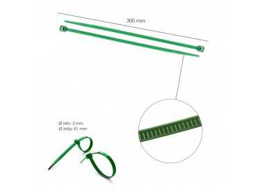 Brida Nylon 100%. Color Verde 4,6 x 300 mm. Bolsa 100 Unidades. Abrazadera Plastico, Organizador Cables, Alta Resistencia
