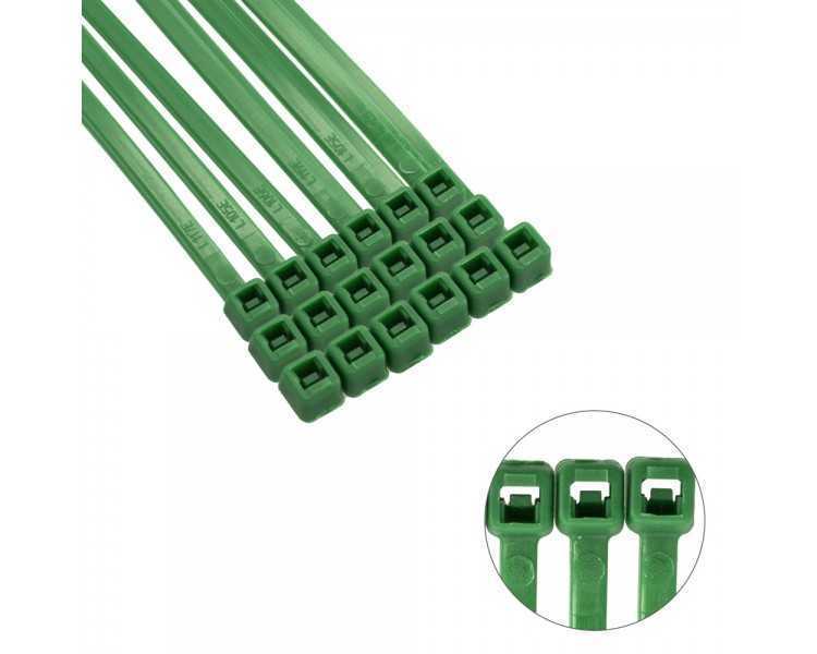 Brida Nylon 100%. Color Verde 4,6 x 300 mm. Bolsa 100 Unidades. Abrazadera Plastico, Organizador Cables, Alta Resistencia