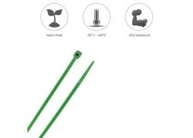 Brida Nylon 100%. Color Verde 4,6 x 300 mm. Bolsa 100 Unidades. Abrazadera Plastico, Organizador Cables, Alta Resistencia