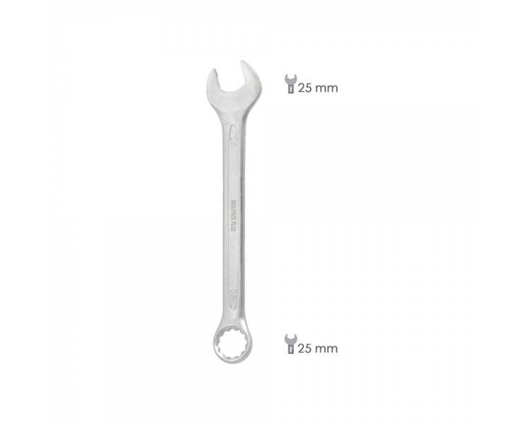 Llave Combinada Plus 25x25 Acero Cromo Vanadio DIN 3113. Llave Doble Boca, Llave Fija, Llave Estrella