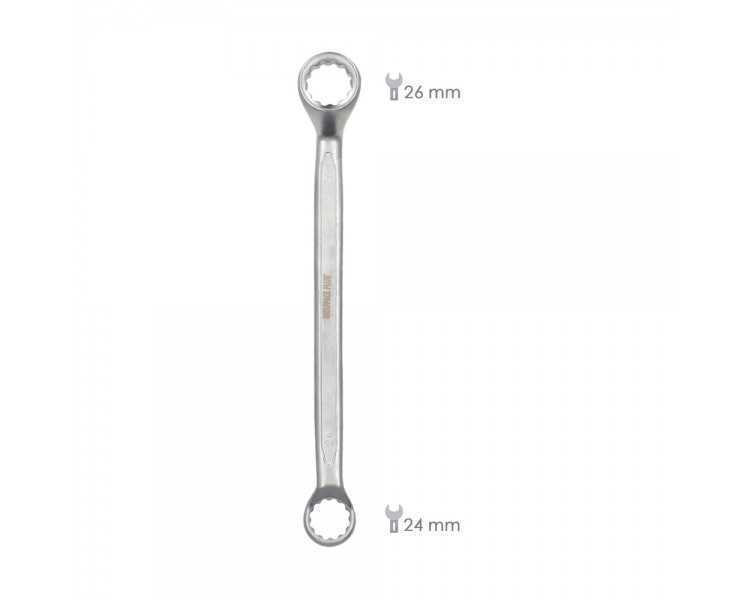 Llave Estrella Acodada Plus Acero Cromo Vanadio 24x26 DIN 838. Llave Doble Boca Acodada, Llave Fija Estrella Acodada