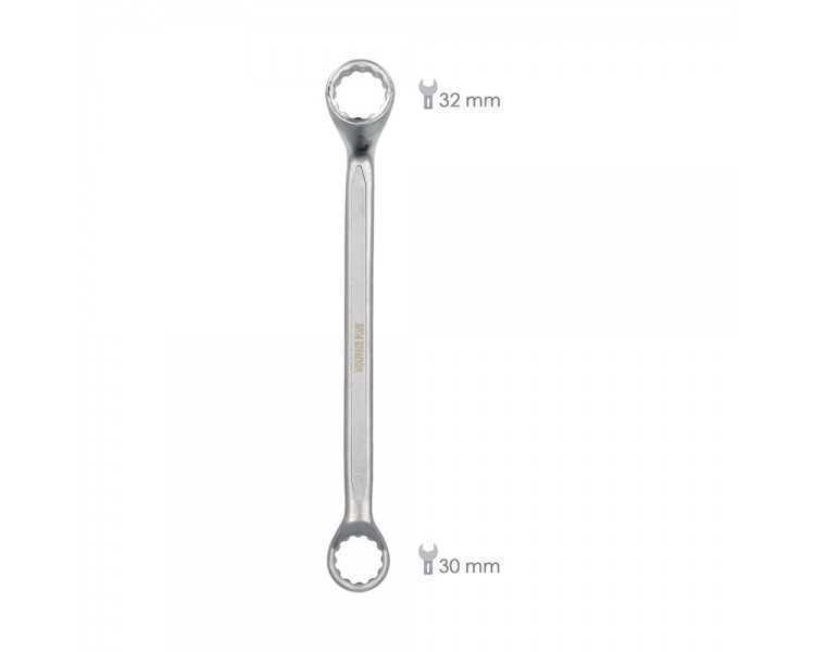 Llave Estrella Acodada Plus Acero Cromo Vanadio 30x32 DIN 838. Llave Doble Boca Acodada, Llave Fija Estrella Acodada