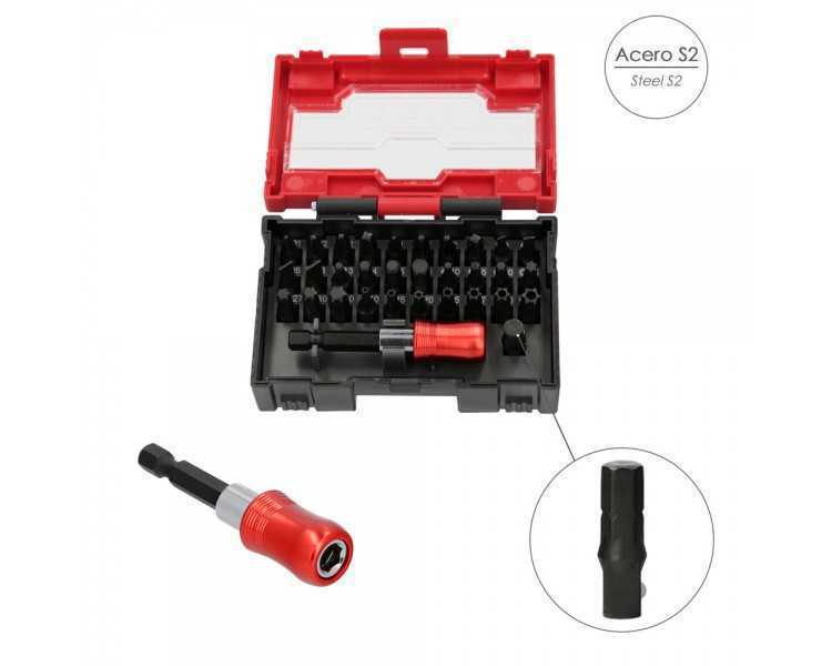 Juego De Puntas Destornillador Acero Con Adaptador Rapido 32 Piezas