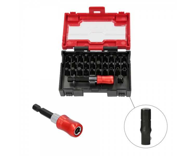 Juego De Puntas Destornillador Acero Cromo Vanadio Con Adaptador Rapido 32 Piezas