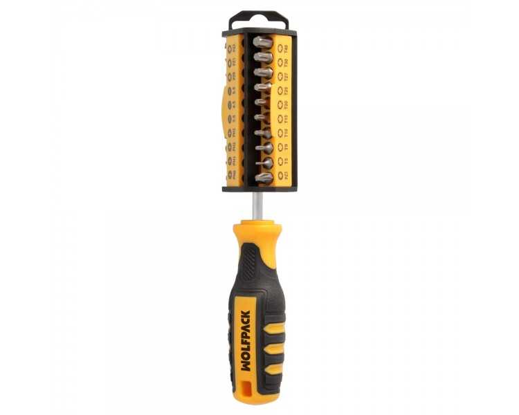 Juego De Puntas con Destornillador  1/4" 35 Piezas. Acero Cromo Vanadio, Kit Destorpuntas, Puntas Destornillador.