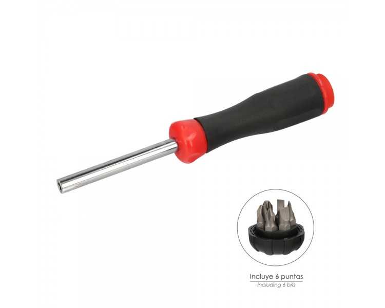 Juego De Puntas con Destornillador  1/4" 7 Piezas. Acero Cromo Vanadio, Kit Destorpuntas, Puntas Destornillador.
