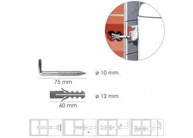 Kit Sanitario Alcayata Con Taco Expansión Ø 12 x 60 mm. Fijación Calentadores / Termos De Agua