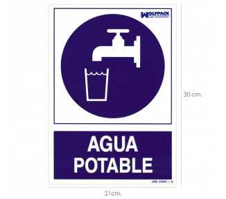 Cartel Agua Potable 30x21cm.