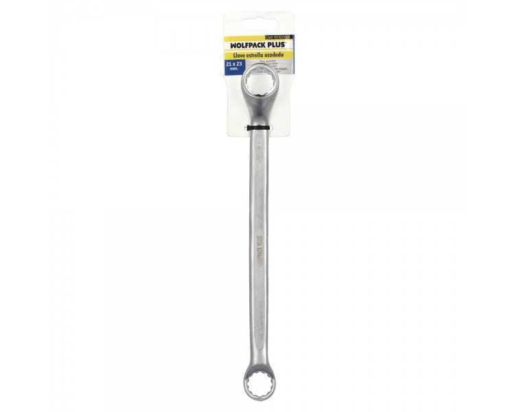 Llave Estrella Acodada Plus Acero Cromo Vanadio 21x23 DIN 838. Llave Doble Boca Acodada, Llave Fija Estrella Acodada