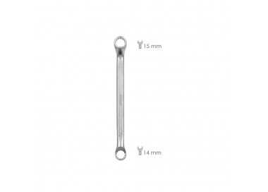 Llave Estrella Acodada Plus Acero Cromo Vanadio 14x15 DIN 838. Llave Doble Boca Acodada, Llave Fija Estrella Acodada