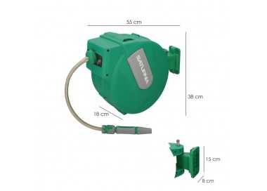 Enrollador Automatico Manguera Para Jardin. Recogedor Manguera Automatico, Porta Mangueras Jardin Manguera De 20 Metros