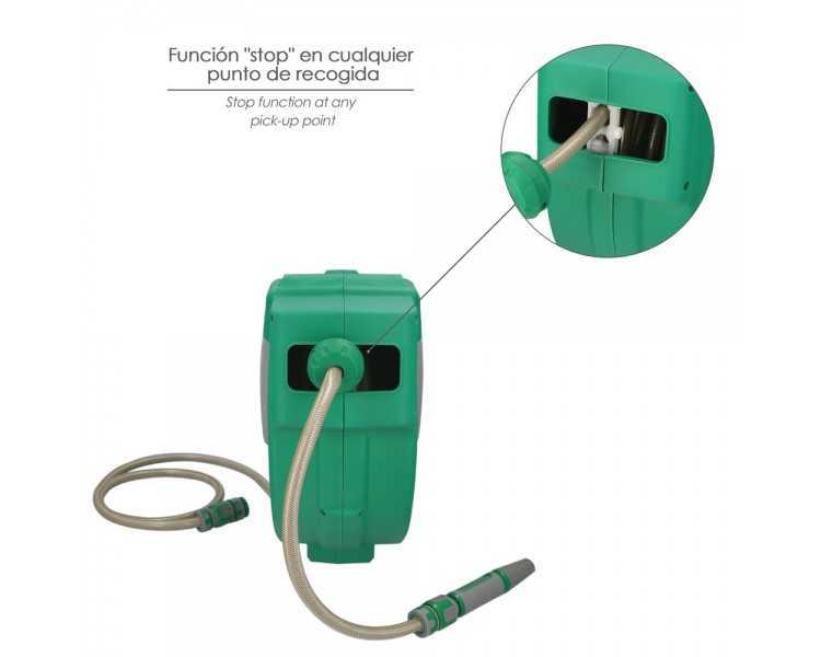 Enrollador Automatico Manguera Para Jardin. Recogedor Manguera Automatico, Porta Mangueras Jardin Manguera De 20 Metros