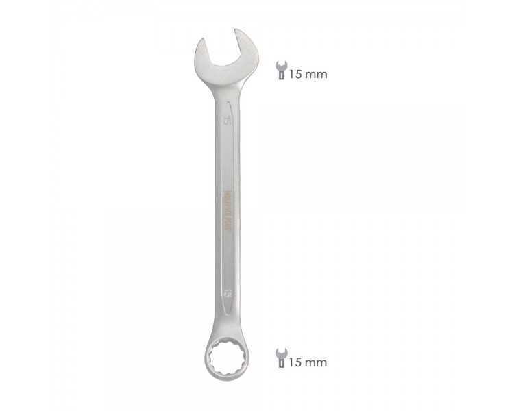 Llave Combinada Plus 15x15 Acero Cromo Vanadio DIN 3113. Llave Doble Boca, Llave Fija, Llave Estrella
