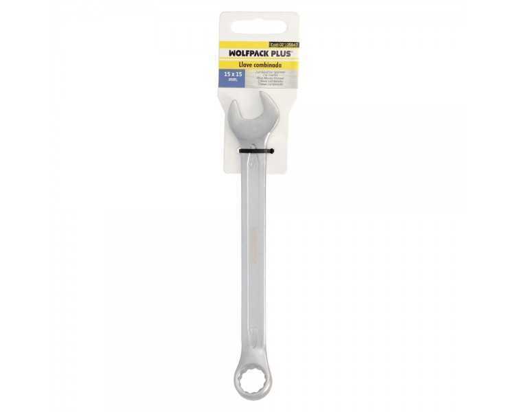 Llave Combinada Plus 15x15 Acero Cromo Vanadio DIN 3113. Llave Doble Boca, Llave Fija, Llave Estrella