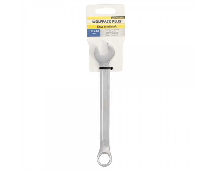 Llave Combinada Plus 18x18 Acero Cromo Vanadio DIN 3113. Llave Doble Boca, Llave Fija, Llave Estrella