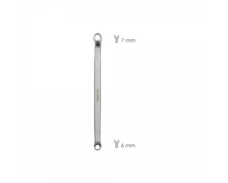 Llave Estrella Acodada Plus Acero Cromo Vanadio 6x7 DIN 838. Llave Doble Boca Acodada, Llave Fija Estrella Acodada