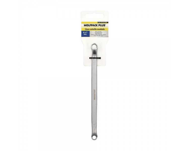 Llave Estrella Acodada Plus Acero Cromo Vanadio 6x7 DIN 838. Llave Doble Boca Acodada, Llave Fija Estrella Acodada