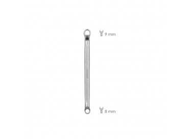 Llave Estrella Acodada Plus Acero Cromo Vanadio 8x9 DIN 838. Llave Doble Boca Acodada, Llave Fija Estrella Acodada