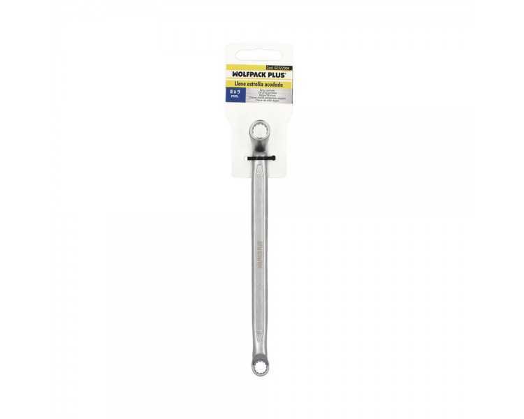 Llave Estrella Acodada Plus Acero Cromo Vanadio 8x9 DIN 838. Llave Doble Boca Acodada, Llave Fija Estrella Acodada