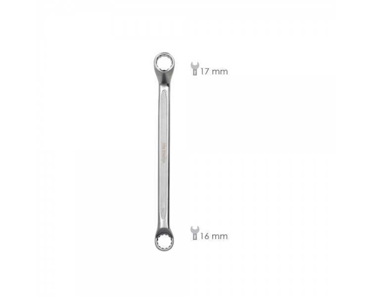 Llave Estrella Acodada Plus Acero Cromo Vanadio 16x17 DIN 838. Llave Doble Boca Acodada, Llave Fija Estrella Acodada