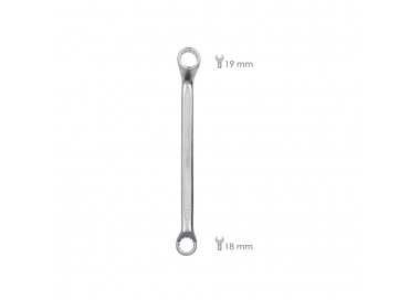 Llave Estrella Acodada Plus Acero Cromo Vanadio 18x19 DIN 838. Llave Doble Boca Acodada, Llave Fija Estrella Acodada