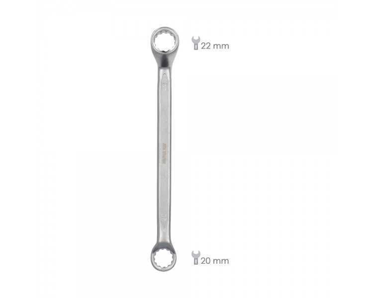 Llave Estrella Acodada Plus Acero Cromo Vanadio 20x22 DIN 838. Llave Doble Boca Acodada, Llave Fija Estrella Acodada