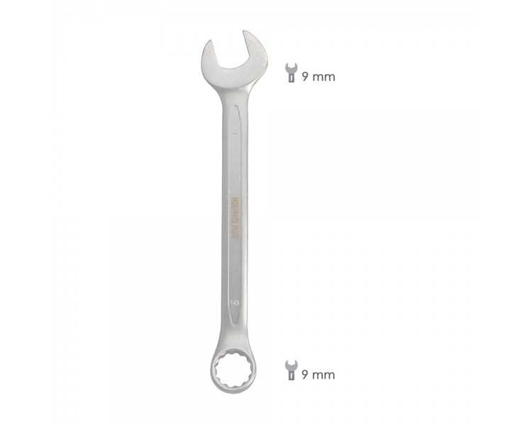 Llave Combinada Plus 9x9 Acero Cromo Vanadio DIN 3113. Llave Doble Boca, Llave Fija, Llave Estrella