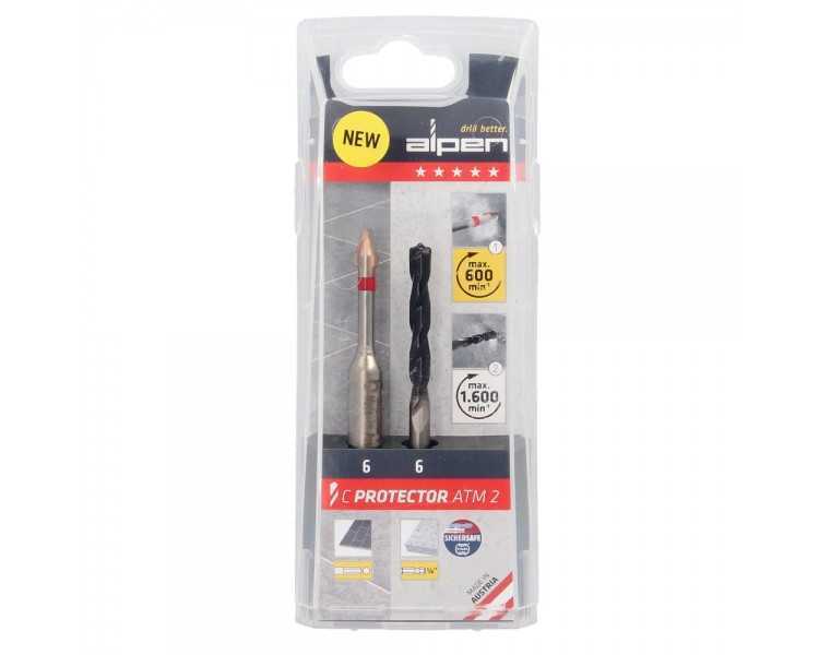 Broca Alpen Materiales Porcelanicos Muy Duros Ø 6 mm. Kit 2 brocas. Sin Refrigeración,