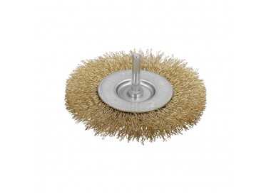 Cepillo Acero Latonado Para Taladro. Disco Ø 100 mm. Espiga 1/4" Cepillo Taladro Alambre Latón, Cepillo Limpieza, Cepillo Pulir.