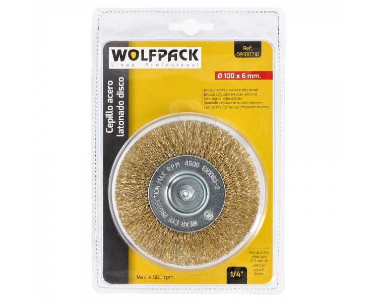 Cepillo Acero Latonado Para Taladro. Disco Ø 100 mm. Espiga 1/4" Cepillo Taladro Alambre Latón, Cepillo Limpieza, Cepillo Pulir.