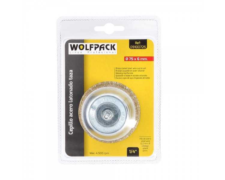 Cepillo Acero Latonado Para Taladro Taza Ø 75 mm. Espiga 1/4" Cepillo Taladro Alambre Latón, Cepillo Limpieza, Cepillo Pulir.