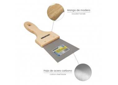 Espatula Techos Mango Madera Hoja Acero 90 x 100 mm. Espatula Yeso, Espatula Pintor, Espatula Masillas, Espatula Pladur, etc.