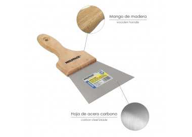 Espatula Techos Mango Madera Hoja Acero 90 x 120 mm. Espatula Yeso, Espatula Pintor, Espatula Masillas, Espatula Pladur, etc.