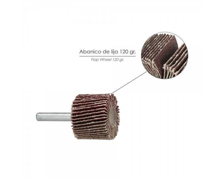 Abanico Lija Grano 120 Medida Ø 30 x 25 mm. Disco Abrasivo Laminas, Ruedas Mil Hojas, Ruedas Abrasivas,Lijado,Desbaste,Pulir