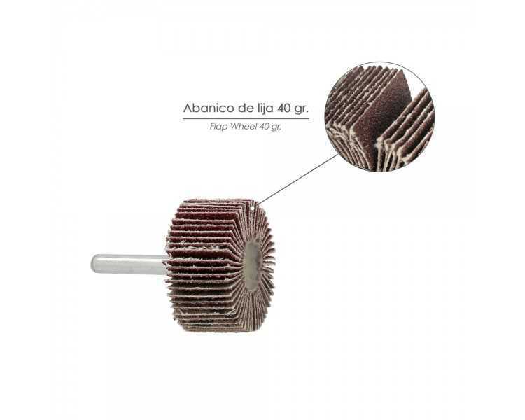 Abanico Lija Grano 40 Medida Ø 40 x 20 mm. Disco Abrasivo Laminas, Ruedas Mil Hojas, Ruedas Abrasivas,Lijado,Desbaste,Pulir