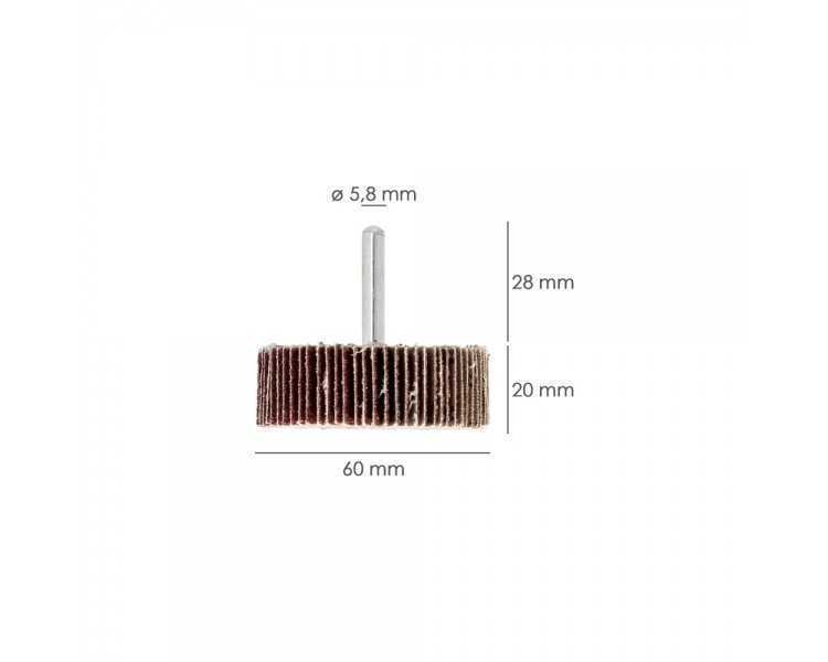 Abanico Lija Grano 60 Medida Ø 60 x 20 mm. Disco Abrasivo Laminas, Ruedas Mil Hojas, Ruedas Abrasivas,Lijado,Desbaste,Pulir