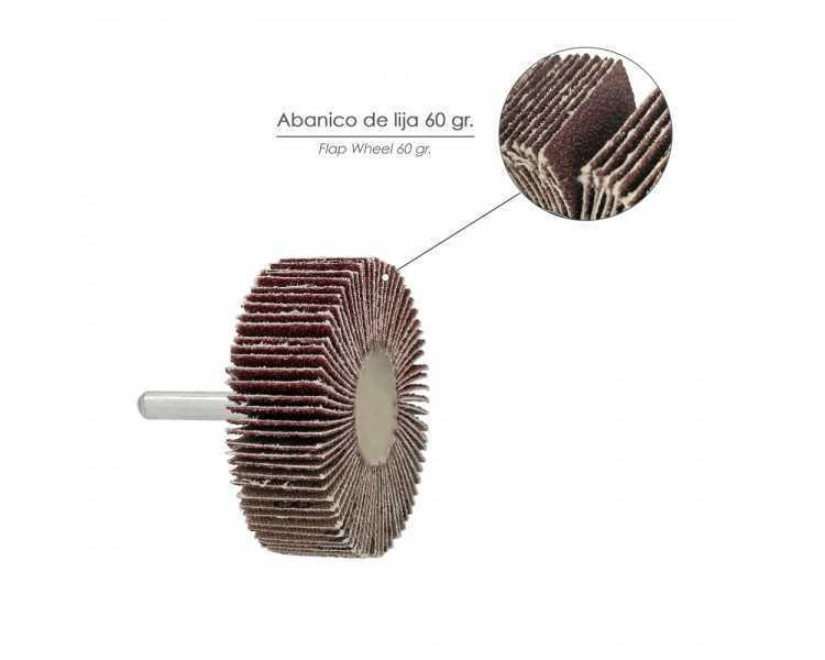 Abanico Lija Grano 60 Medida Ø 60 x 20 mm. Disco Abrasivo Laminas, Ruedas Mil Hojas, Ruedas Abrasivas,Lijado,Desbaste,Pulir