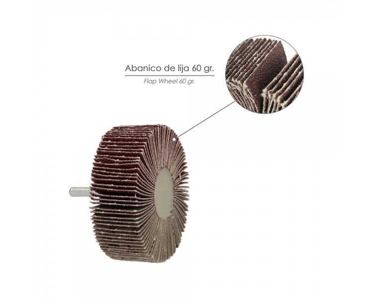 Abanico Lija Grano 60 Medida Ø 60 x 30 mm. Disco Abrasivo Laminas, Ruedas Mil Hojas, Ruedas Abrasivas,Lijado,Desbaste,Pulir