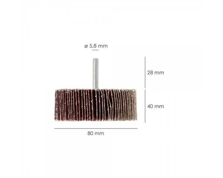 Abanico Lija Grano 40 Medida Ø 80 x 40 mm. Disco Abrasivo Laminas, Ruedas Mil Hojas, Ruedas Abrasivas,Lijado,Desbaste,Pulir