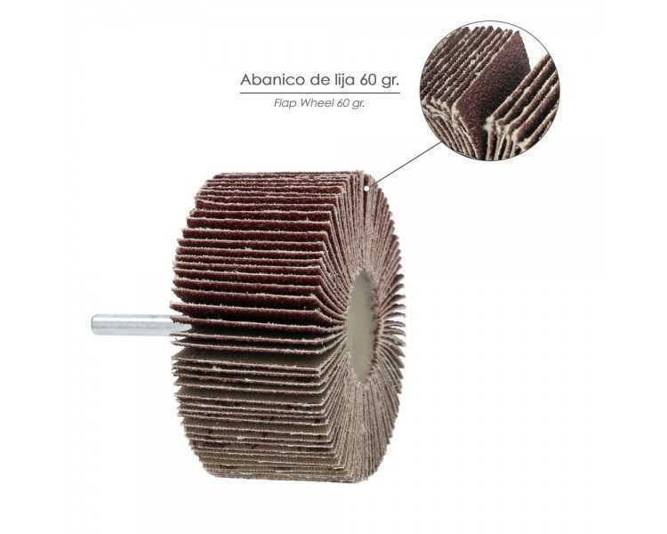 Abanico Lija Grano 60 Medida Ø 80 x 40 mm. Disco Abrasivo Laminas, Ruedas Mil Hojas, Ruedas Abrasivas,Lijado,Desbaste,Pulir