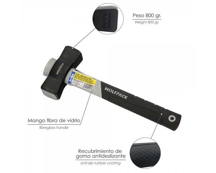 Maceta Mango Fibra Vidrio Mango Fibra Vidrio Con Empuñadura Antideslizante. 800 Gramos 28 cm.