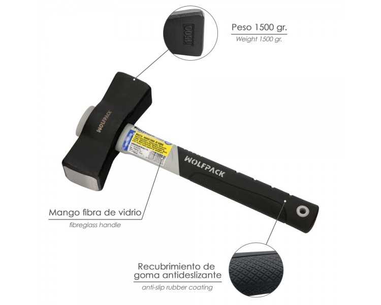 Maceta Mango Fibra Vidrio Mango Fibra Vidrio Con Empuñadura Antideslizante. 1500 Gramos 28 cm.