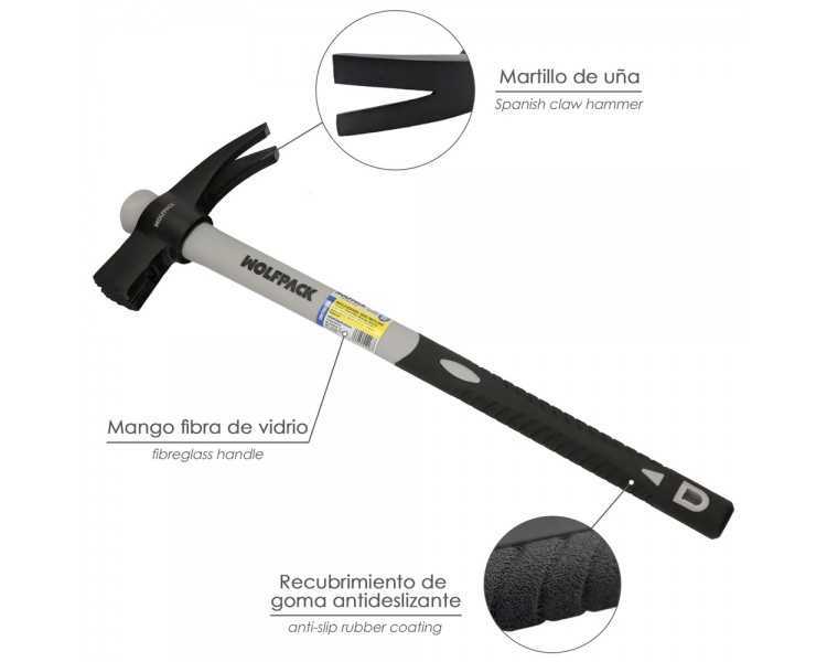 Martillo Encofrador Magentico Fibra Vidrio Mango Fibra Vidrio Con Empuñadura Antideslizante. 700 Gramos 50 cm.